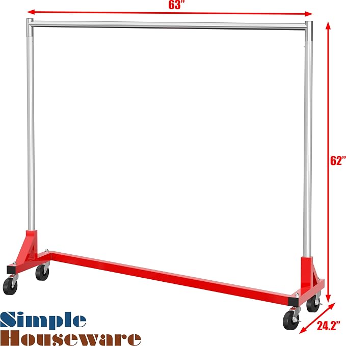 Simple Houseware Industrial Grade Z-Base Garment Rack, 500lb Load - Image 6