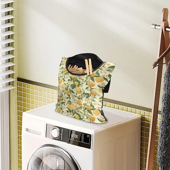 Lemon Clip Storage Bag Portable Laundry Clothes Pin Holder Machine Washable - Image 2
