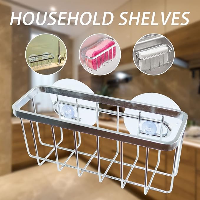 Stainless Steel Rack Drain Basket Sink Dish Drainers Wall Grid Panel Display - Image 2