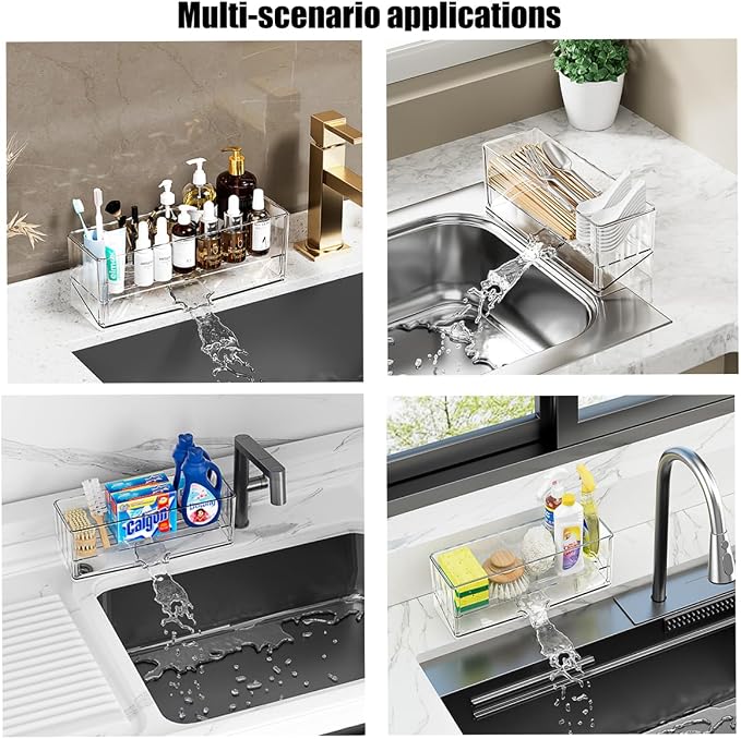 Akalin Sponge Holder for Kitchen Sink, Plastic Sink Caddy, Dish Sponge Holder - Image 8