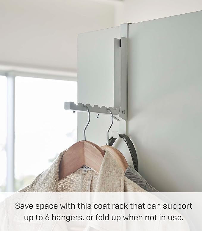 YAMAZAKI Home Smart Over The Door Coat Hook Organizer Collapsible Foldable Rack - Image 2