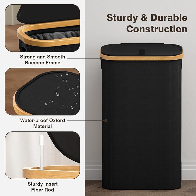 75L Slim Laundry Hamper with Lid, Dirty Clothes Hampers - Image 6