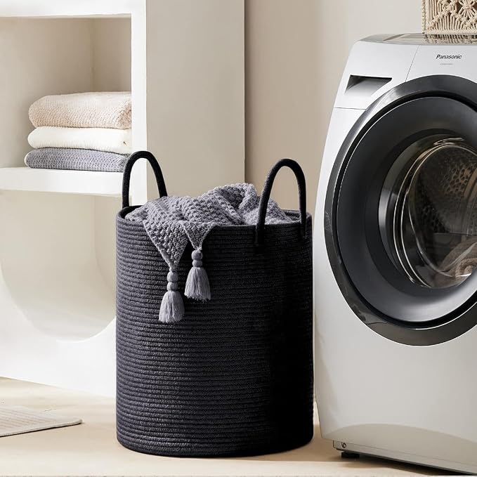 Large Natural Cotton Rope Laundry Hamper Basket - Image 5