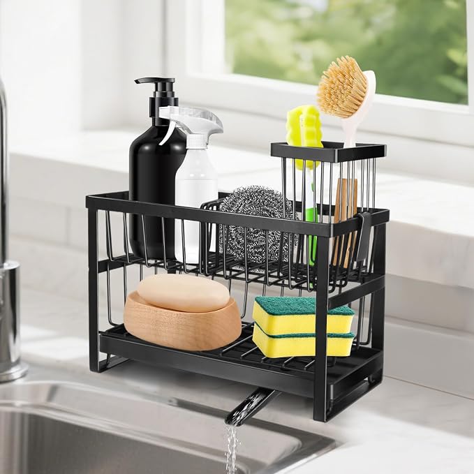 2-Tier Sink Sponge Caddy Organizer | Self Drain Sink Caddy - Image 8