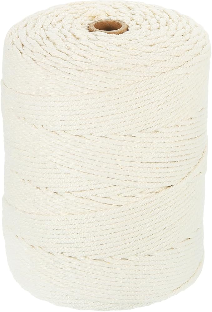 HARFINGTON Natural Macrame Cord 3mm x 328 Yards 4 Strand Twisted Cotton Macrame by HARFINGTON