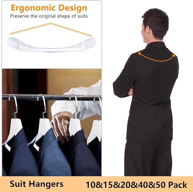 DEDU Suit Hangers for Men 10 Pack, Thick Plastic - Image 4