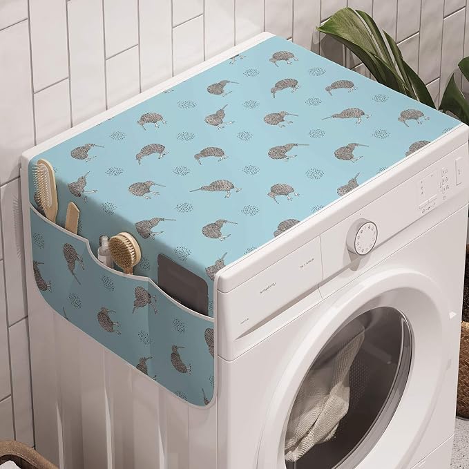 Ambesonne Grey Blue Washing Machine Organizer, Kiwi Birds Indigenous New by Ambesonne