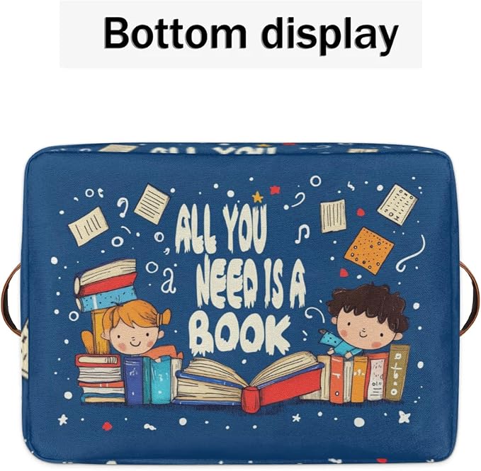 Collapsible Back to School Basket Quotes Reading Book Storage Bins - Image 6