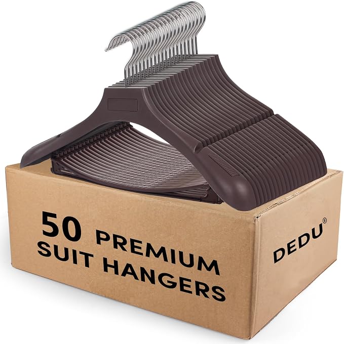 Suit Hangers for Men 50 Pack, Thick Plastic by DEDU
