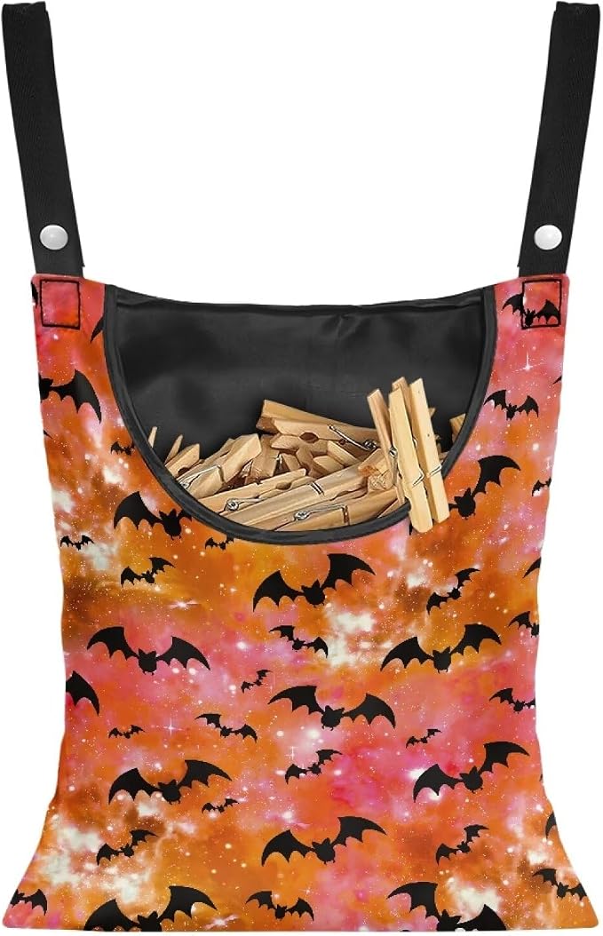 Bats Tie Dye Clothes Pin Hanging Bag Multi Purpose Clothespin Storage Organizer by Psesaysky