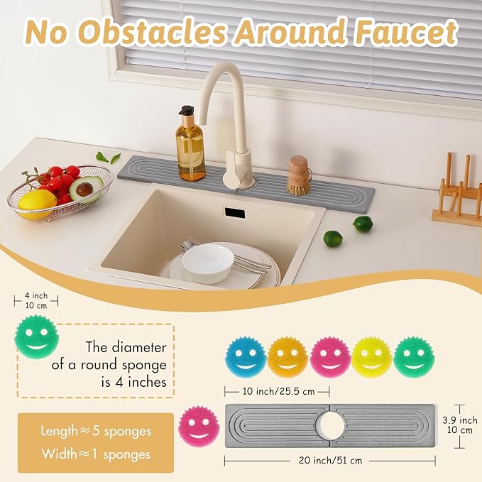 Diatomite Kitchen Sink Water Splash Guard, Modern Stylish Faucet Handle Drip - Image 3