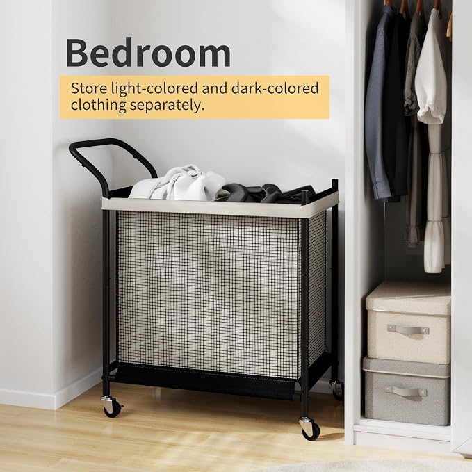 Laundry Hamper with Wheels, Laundry Basket with Removable and Washable Liner Bag - Image 5