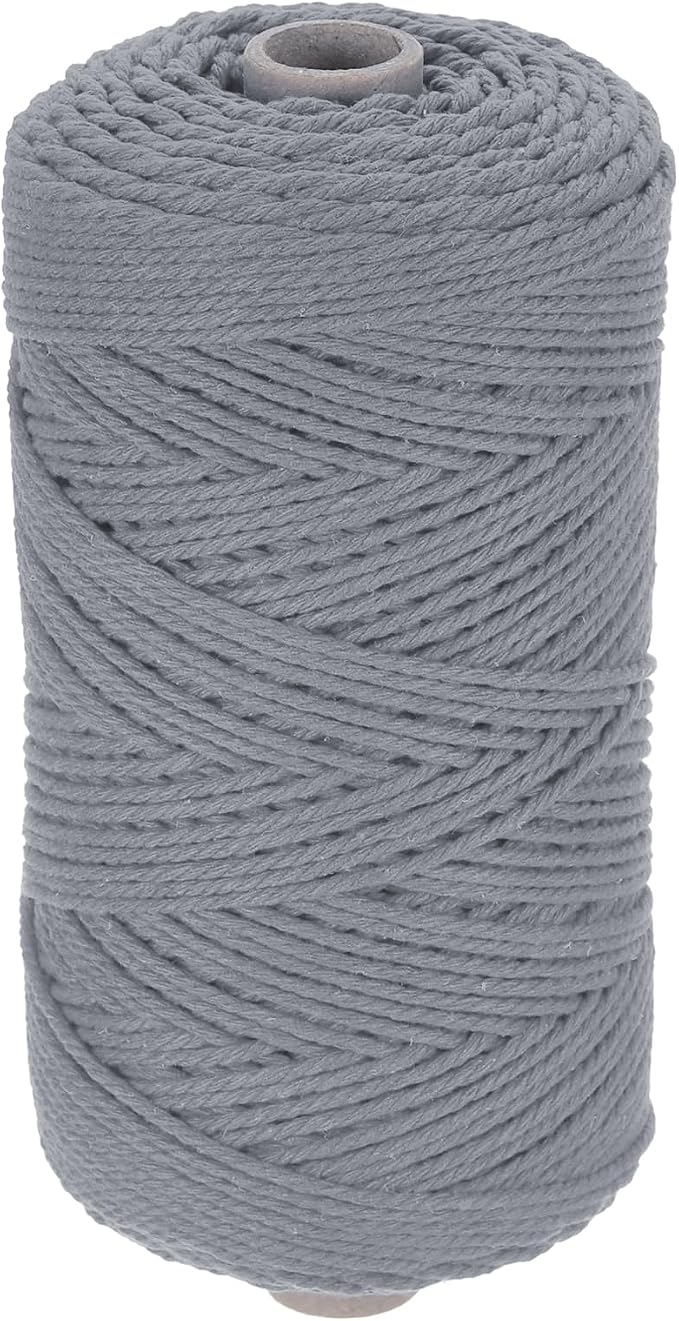 HARFINGTON Natural Macrame Cord 2mm x 220 Yards 3 Strand Twisted Cotton Macrame by HARFINGTON