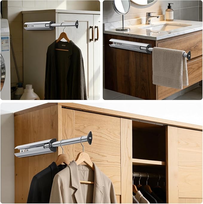 14-Inch Valet Rod for Closet Pull Out, Azcom Hanging Telescoping Clothes Rod - Image 5