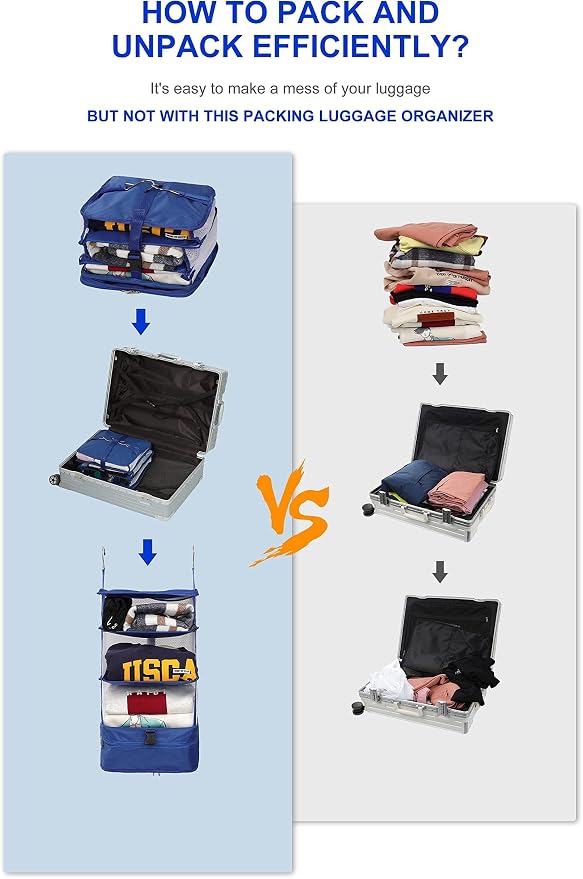 ELEZAY Hanging Packing Cubes Portable Travel Closet Collapsible Compression - Image 2