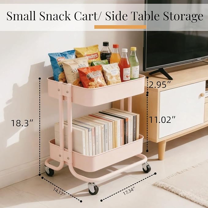 2 Tier Rolling Cart with Wheels - Image 5