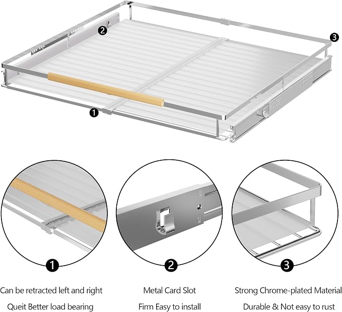 SANNO Pull Out Cabinet Organizer, Cabinet Slide Out Shelf, Pots Pans Organizers - Image 8