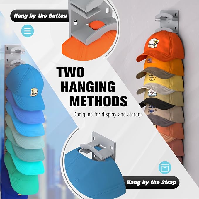 Hat Organizer for Baseball Caps 2Pack, Hat Rack for Wall - Image 4