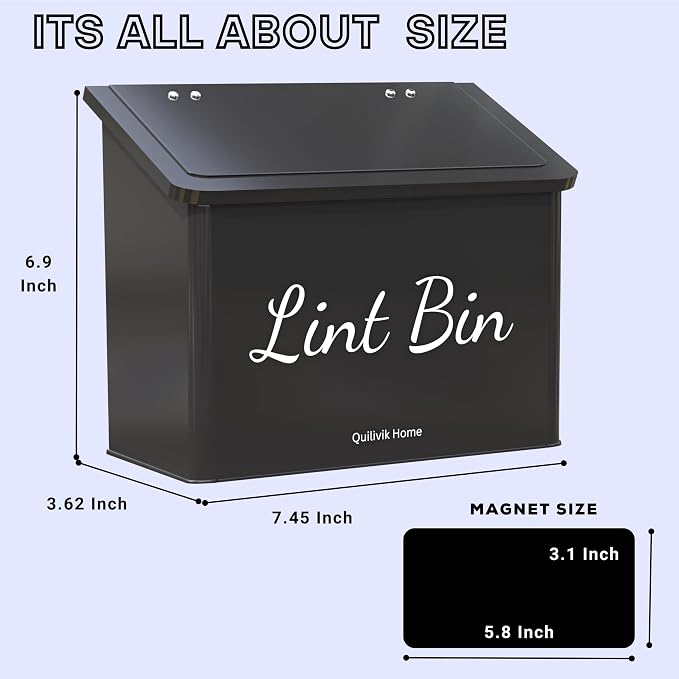 Metal Magnetic Lint Bin With Lid - Image 2
