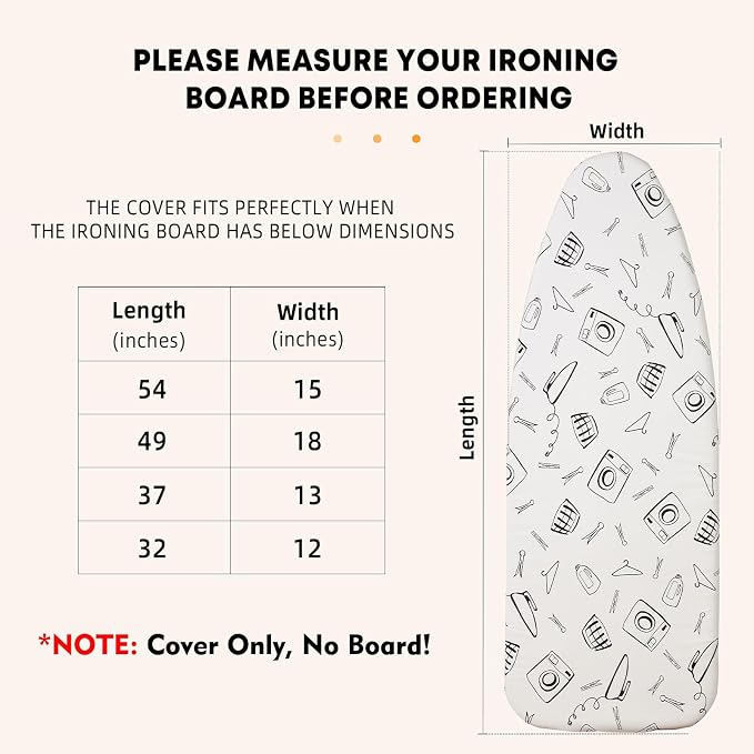 Seiritex Wide Ironing Board Cover and Pad 18 x 49 inch Heat Reflective - Image 5