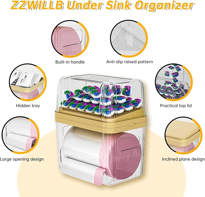 2-in-1 Trash Bag Dispenser & Laundry/Dishwasher Pods Container, Under Sink - Image 7