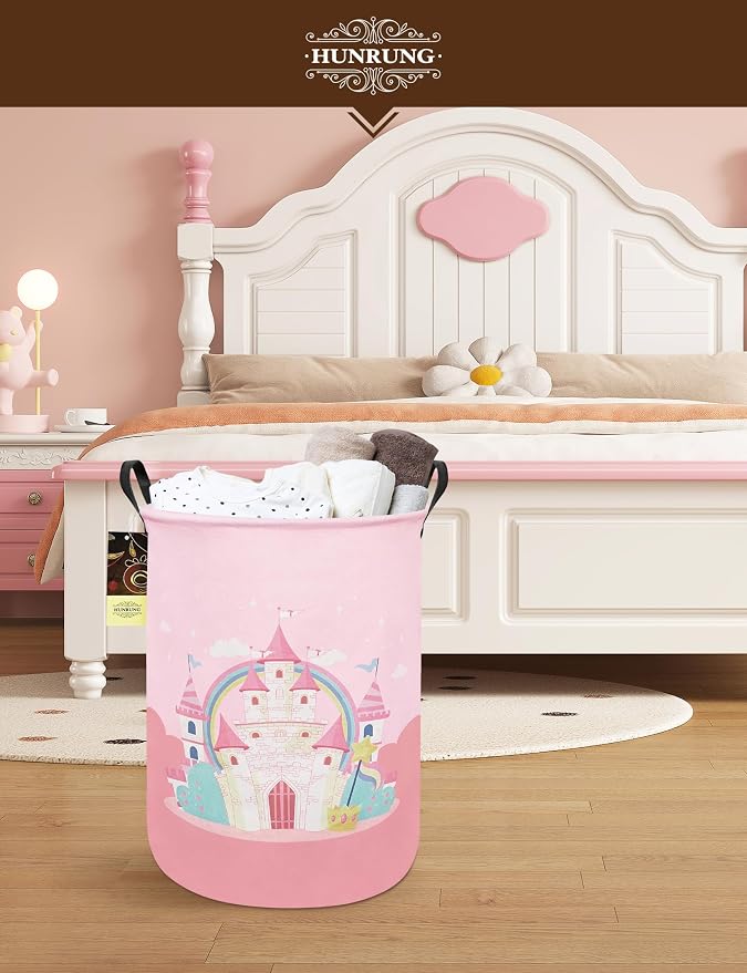 HUNRUNG Laundry Hamper, Large Canvas Fabric Lightweight Storage Basket Toy - Image 5