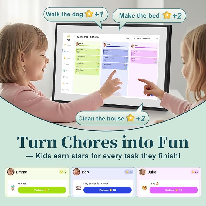 21.5 Inch Digital Calendar Wall Touchscreen, Smart Chore Chart+Monthly and - Image 6