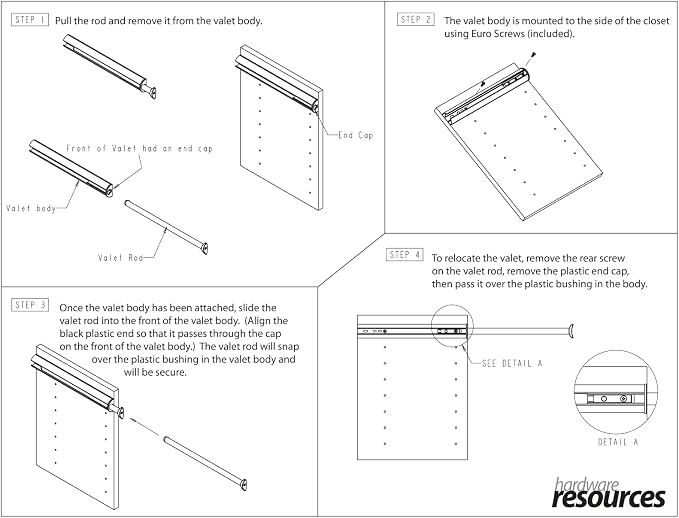 Hardware Resources 355V-PC Telescoping Valet Rod, Polished Chrome - Image 2