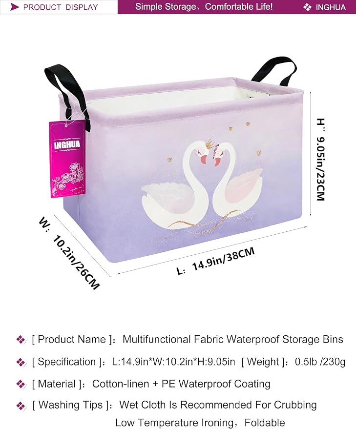 Rectangular Storage Basket Fabric Organizer Bin - Image 2