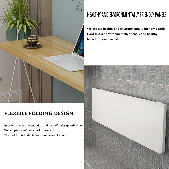 RUANLOV Heavy Duty Wall Mounted Folding Table, Wall Mounted Desk, Drop Down - Image 3
