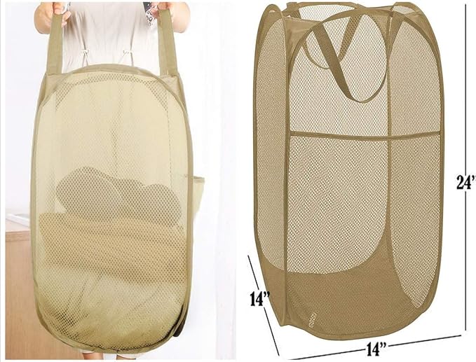 Sturdy Collapsible Big Mesh Laundry Basket Large Clothes Hamper - Image 3