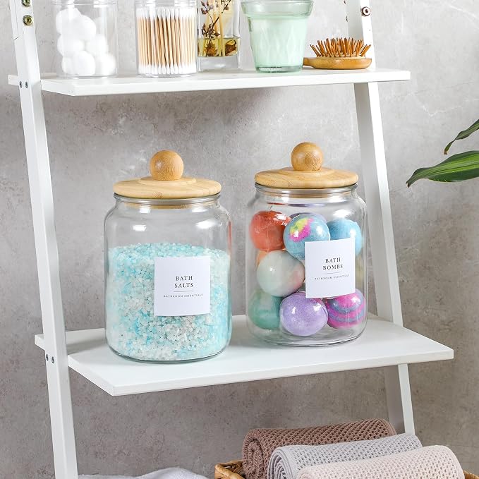 4 Pack Glass Jars with Bamboo Lids and Labels, Glass Containers - Image 3