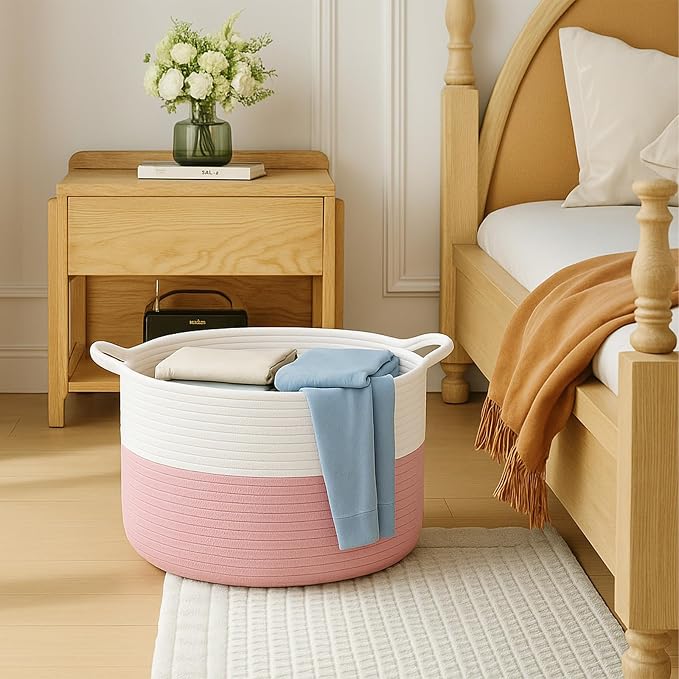 ShellKingdom Laundry Basket, Large Natural Rope Woven Storage Basket - Image 3