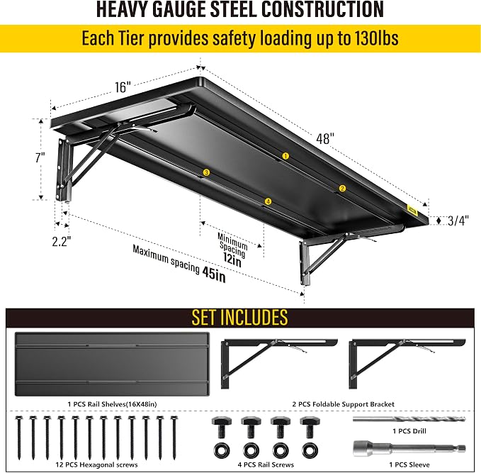 1.3x4ft Adjustable Rail Type Folding Storage Rack Shelf, Suitable - Image 2
