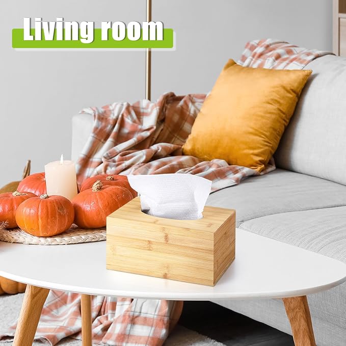 Rectangular Tissue Box Cover, Bamboo Tissue Box Cover Rectangle Tissue Box - Image 5