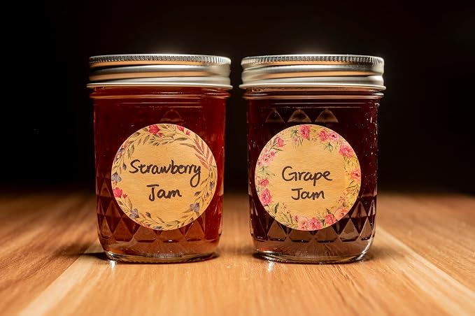 2" Pink Flower Label Stickers for Jars, Mason Jars, Spice Bottles & More - Image 6