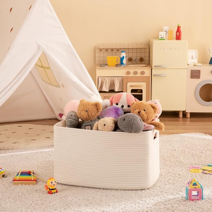OIAHOMY 75L Large Blanket Basket, Woven Cotton Rope Baskets - Image 7