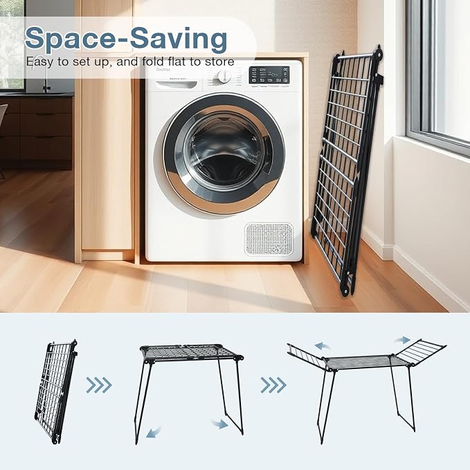 Clothes Drying Rack, with Sock Clips & with Buckle, Metal Laundry Rack - Image 6