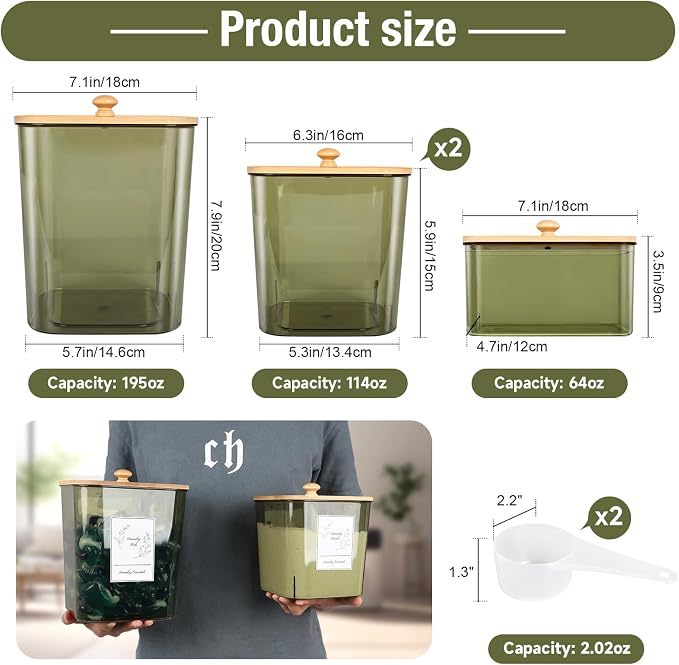 8 Pack Laundry Powder Container & Dryer Sheet Holder, Plastic Square Laundry - Image 3