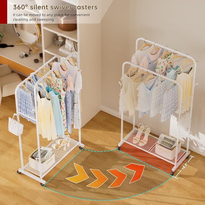 Clothes Garment Coat Rack Drying Clothing Racks Metal Freestanding - Image 4
