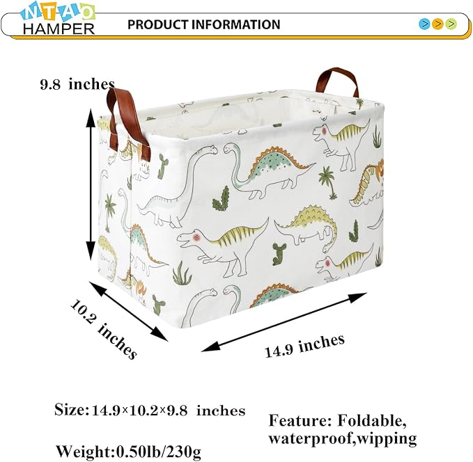 Rectangular Dinosaur Basket, Books Box, Storage Trunk, Gift Basket, Room Decor - Image 5