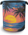 Tropical Palm Tree Laundry Basket, Sunset Beach Oxford Cloth Laundry Hamper by Unknown