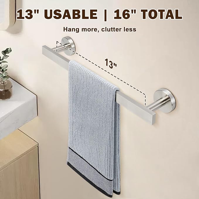Bath Towel Bar, SUS 304 Stainless Steel Towel Rack Holder Wall Mounted - Image 3