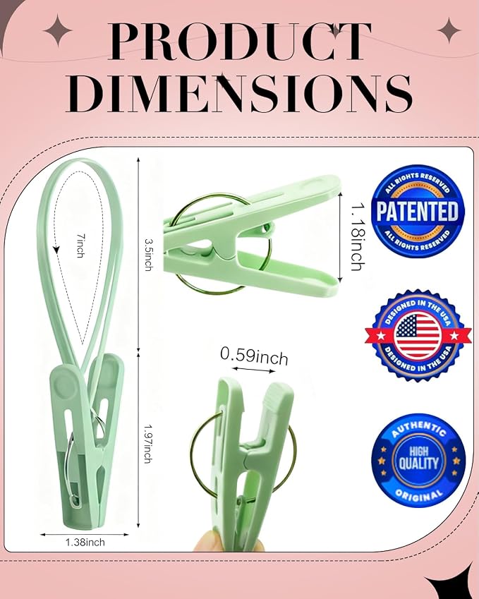 100 Pack Multi Purpose Laundry Hanging Clips - Image 2