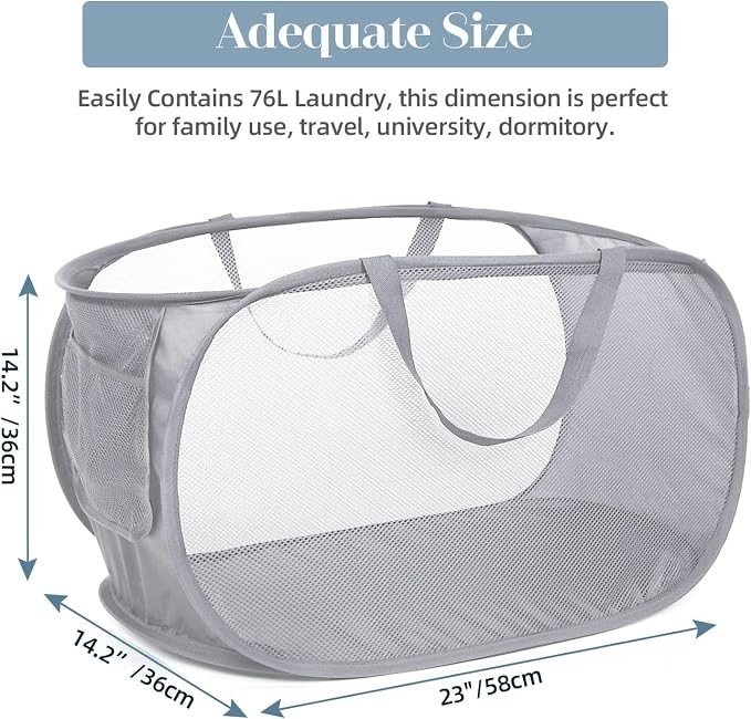 4 Pack Foldable Laundry Basket Hamper, Collapsible Laundry Baskets - Image 3