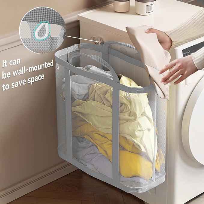 Portable Laundry Hamper, Mesh Laundry Tote - Image 4