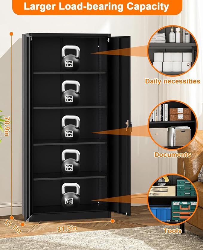 71 Inch Tall Metal Storage Cabinet - Image 2