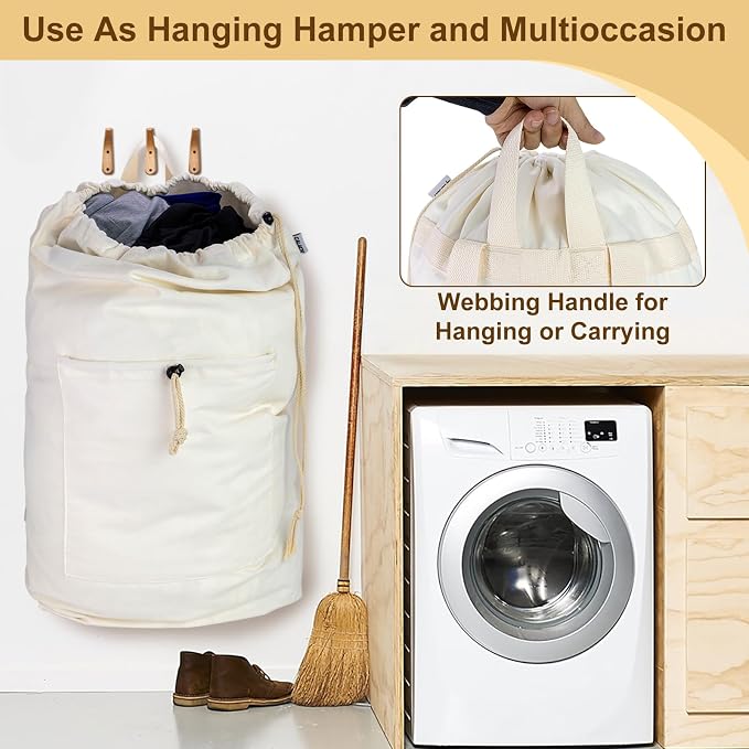 Laundry Bag Backpack, Canvas Laundry Bag - Image 4