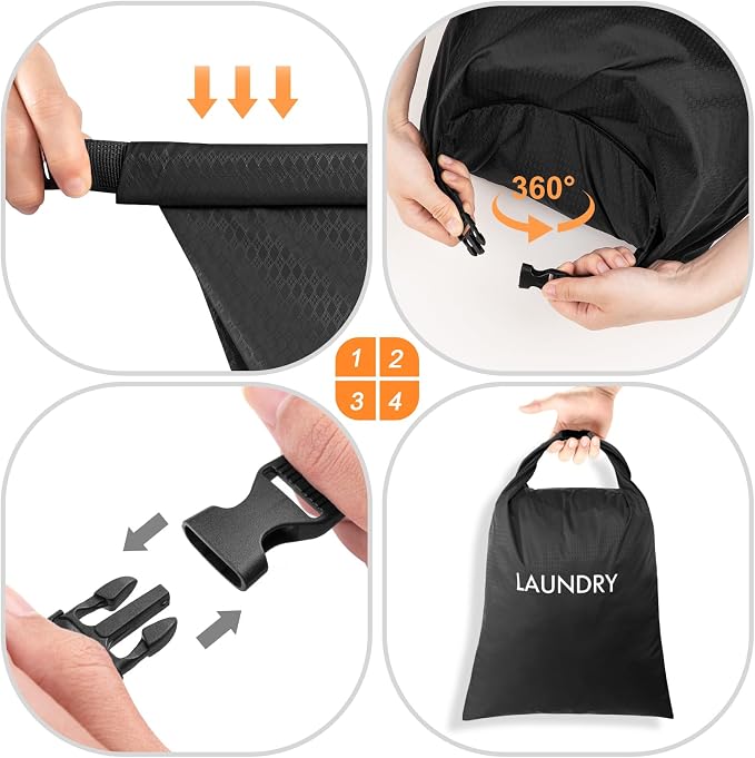 2 Pack Travel Laundry Bag, Nylon Washing Bags - Image 4