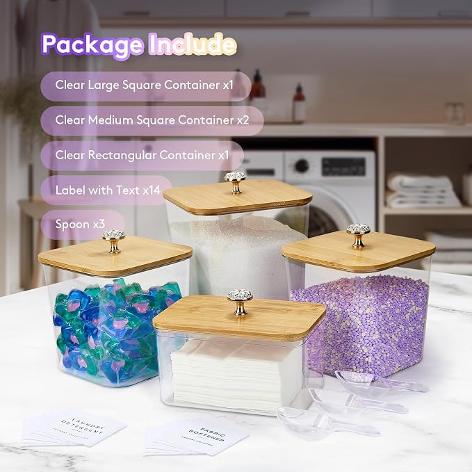4 Pack Laundry Pod Containers and Dryer Sheet Holder - Image 2